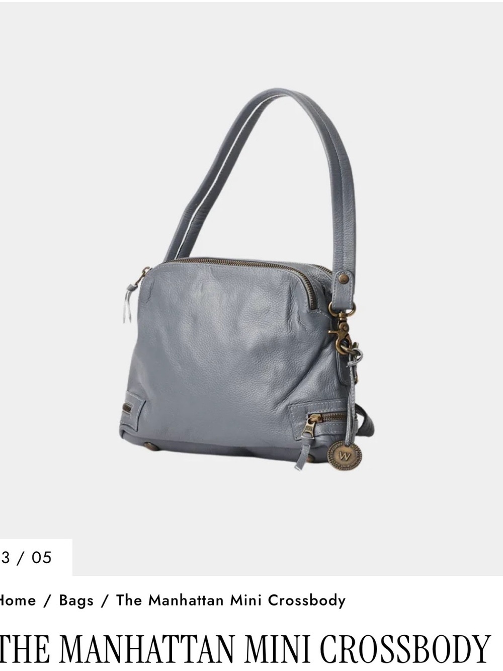 Gray Leather Crossbody Bag - Picture 6 of 10
